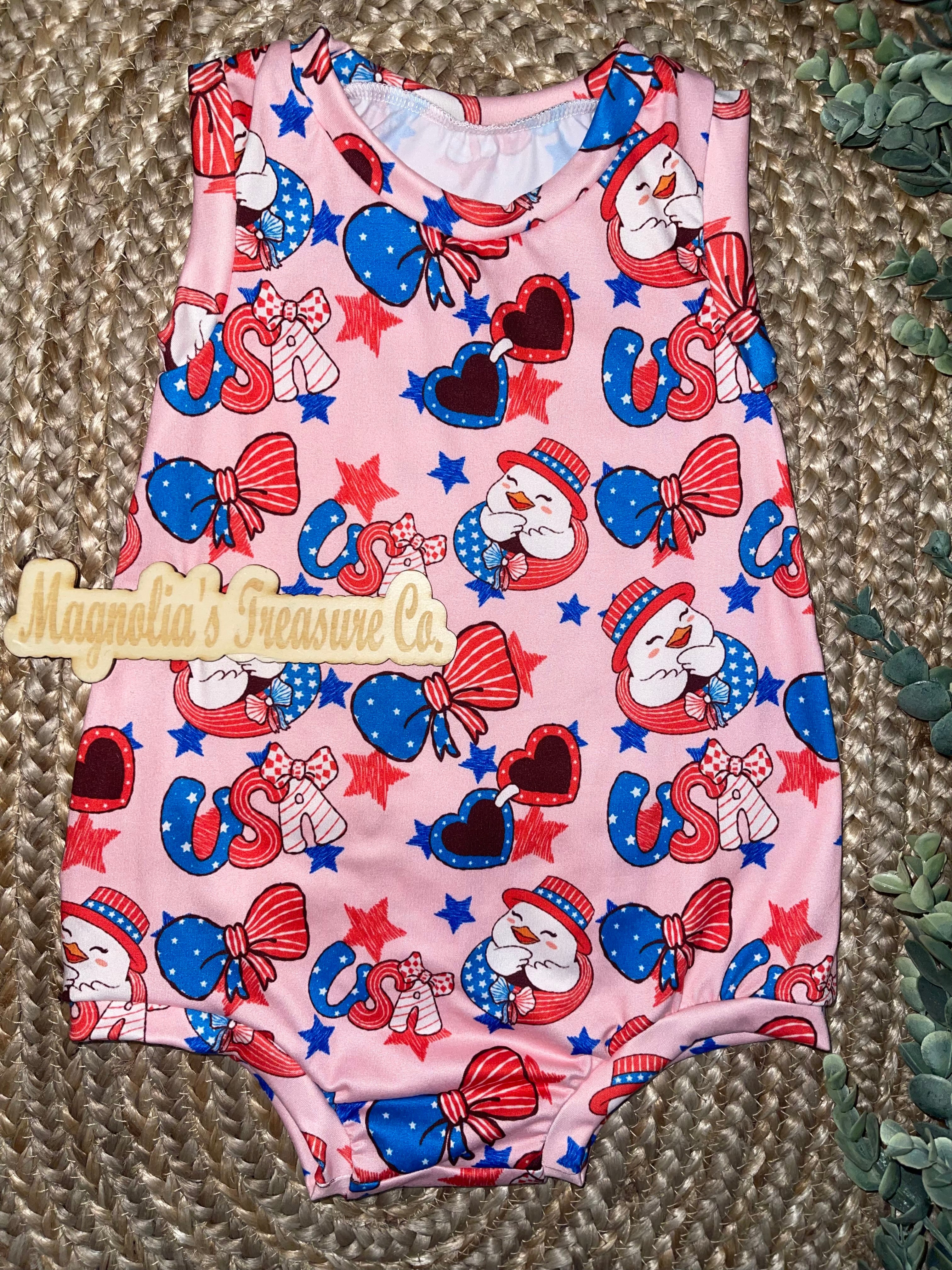 USA bird bubble tank romper