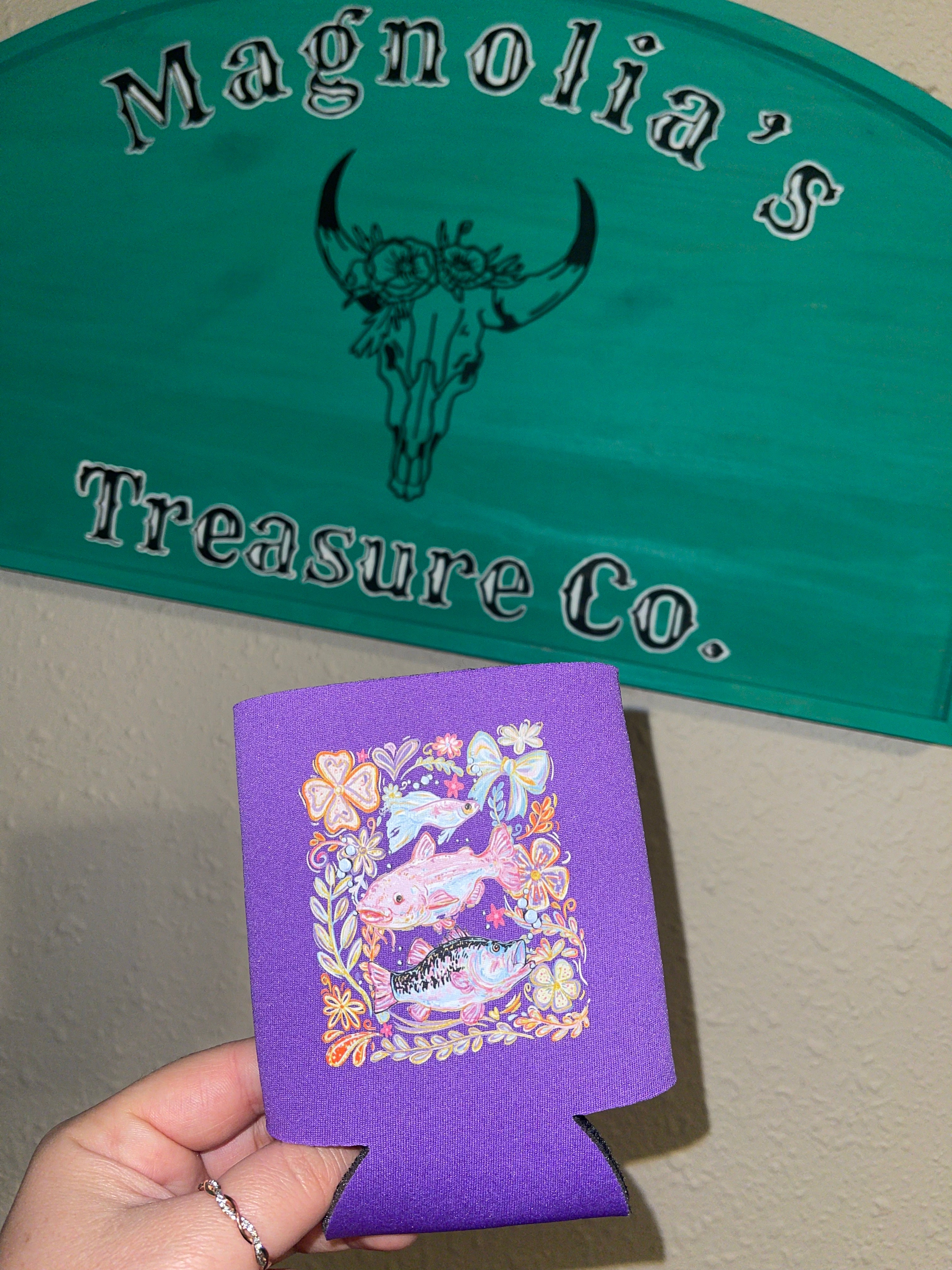 Floral fish koozie