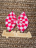 Neon pink checkered bow