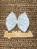 Light blue checkered bow