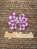 Purple checkered bow